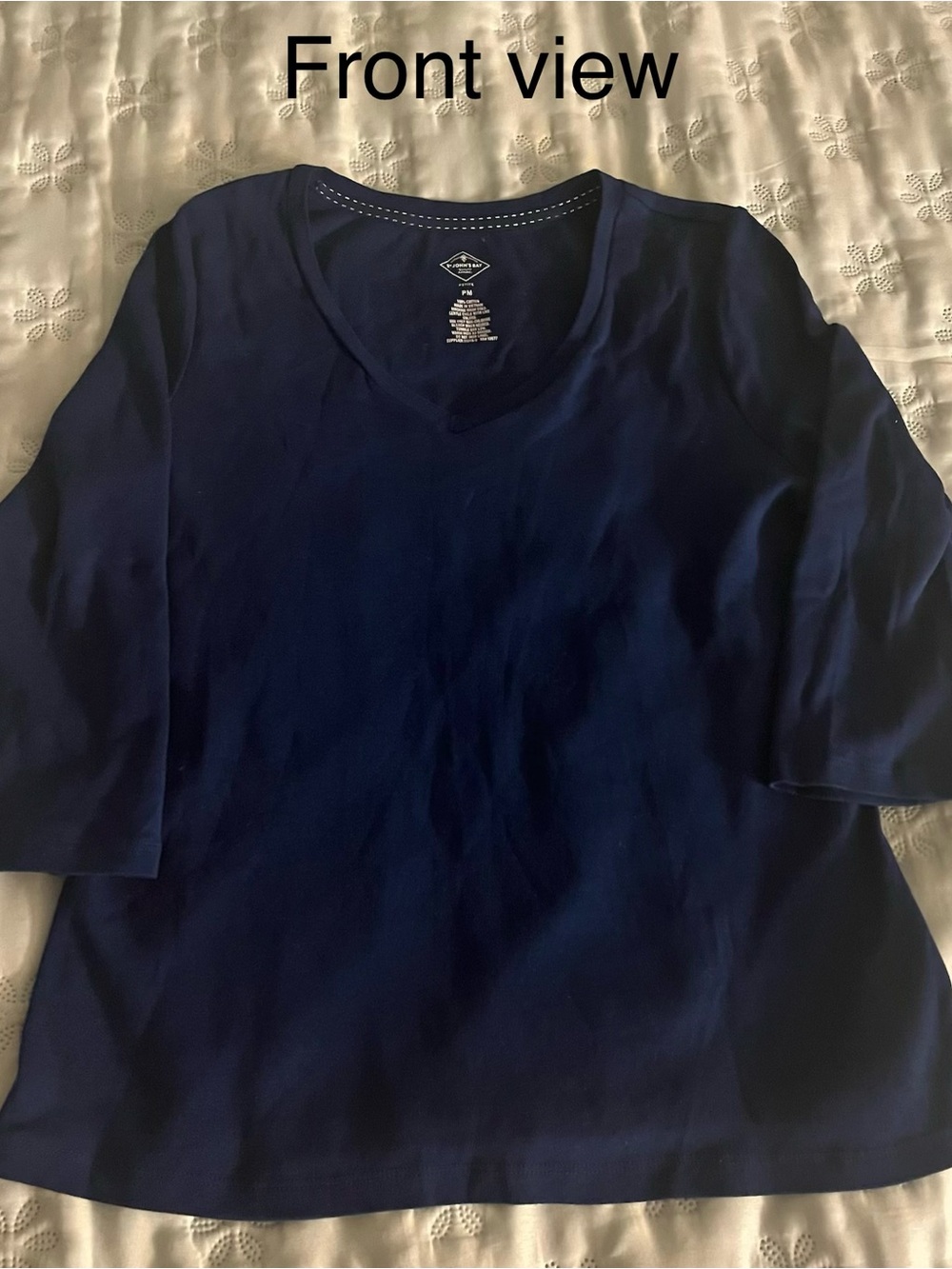 Women’s Navy V-Neck Long Sleeve Top - Classic Everyday Wear